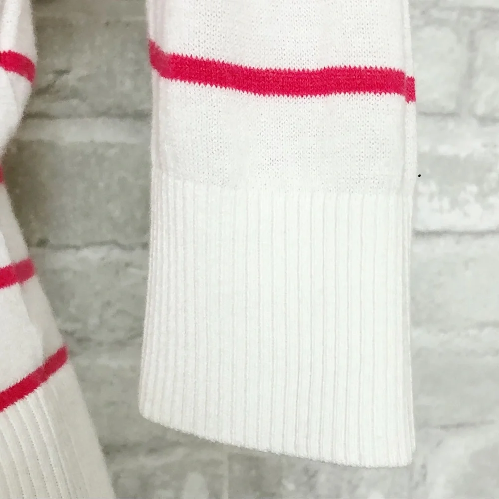 CACHE CACHE White & Red Striped Button Down Quarter Sleeve Cardigan Sweater Sm - Picture 9 of 13